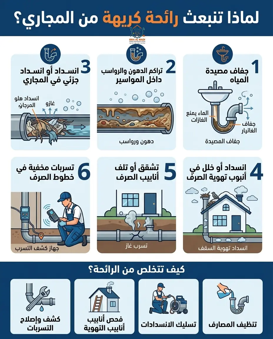 أسباب رائحة المجاري الكريهة وطرق التخلص منها