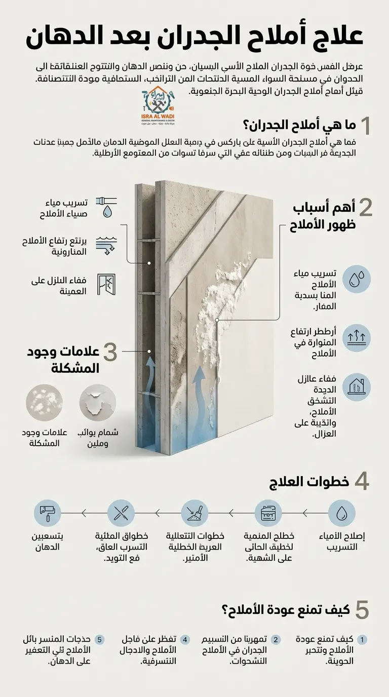 علاج أملاح الجدران بعد الدهان