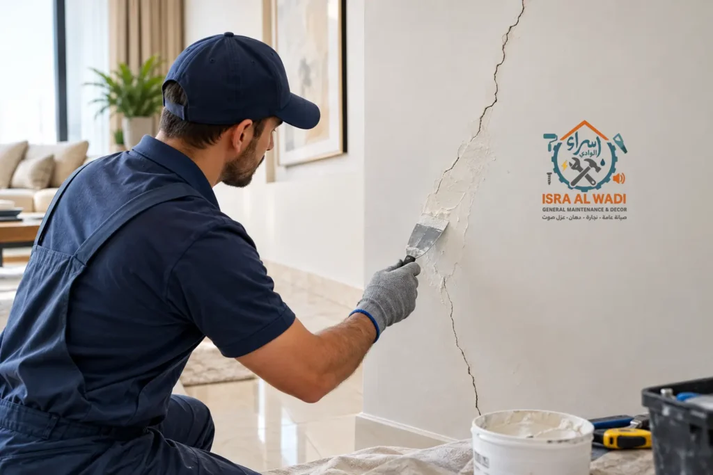 علاج تشققات الجدران الداخلية